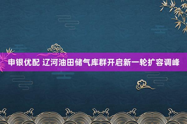 申银优配 辽河油田储气库群开启新一轮扩容调峰